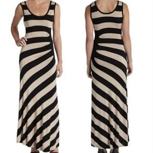 Calvin Klein Black Tan Striped Maxi Dress size 2